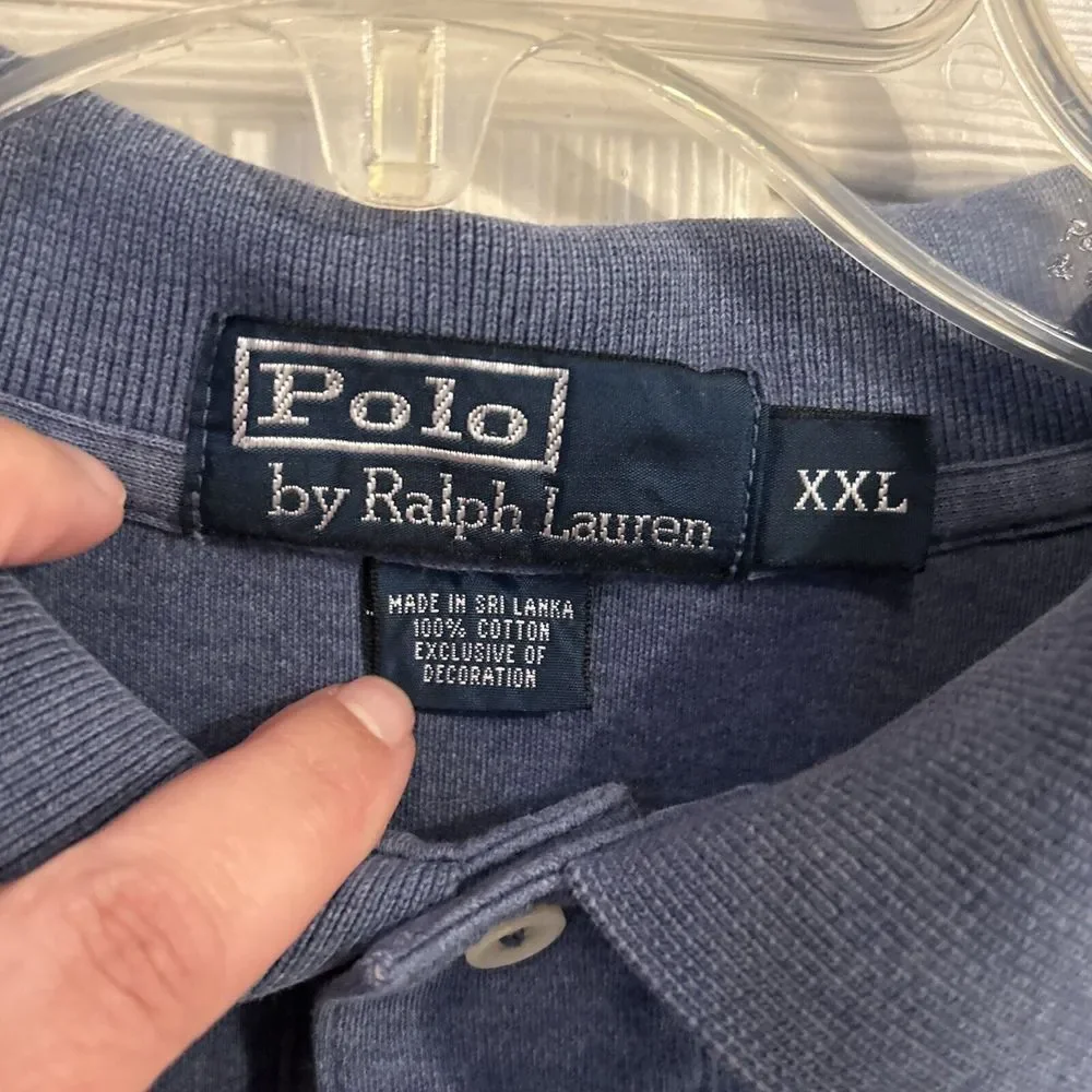 Polo by Ralph‎ Lauren Blue Solid Polo Shirt with Logo XXL